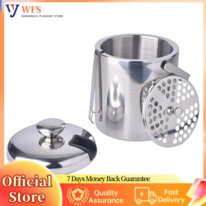 Luxury Double Wall Stainless Steel Ice Bucket with Lid and Tongs for Wine and Champagne Chilling Heavy Duty Silver Color