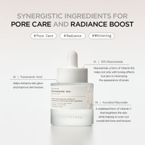 SKIN1004 Madagascar Centella Niacinamide 10% Boosting Shot Ampoule 30ml Pore Refining Facial Serum Tighten Enlarged Pores Brighten Dull Skin Smooth Skin Texture Tranexamic Acid & Ascorbyl Glucoside Complete Pore Care Essence