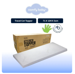 Comfy Baby Leon Travel Cot Topper (71 x 104 x 3 cm) Free Full Cotton Fitted Sheet Cover