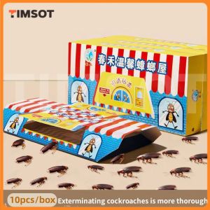 TIMSOT 10PCS Roach Motel Cockroach Killer Traps Bait Natural Repeller Insecticides Pesticides Kitchen Room Sticker
