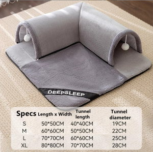 CozyCuddle Indoor Cat Tunnel Bed with Play Tunnel - Washable Velvet Plush Removable Design Multiple Sizes for All Cats