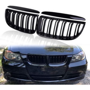 BMW E90 3 SERIES 2005-2008 GLOSSY M COLOR ALL BLACK FRONT BUMPER GRILL
