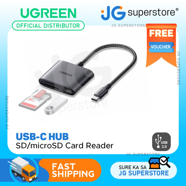 UGREEN SD MicroSD to USB-C Card Reader with USB 2.0 Port 480 Mbps File Transfer Speed for PC Laptop Computers | 80798 | JG Superstore
