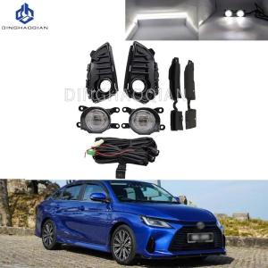 Car LED Front Bumper Fog light For Toyota Yaris Ativ 2022 2023 Fog Lamp Cover Wire Harness Grille Foglights Frame