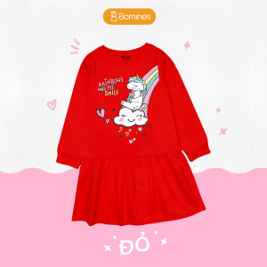 Váy bé gái mùa thu tay dài Kỳ Lân Unicorn Bomines đầm thun cotton cho bé từ 3- 12 tuổi 12- 36kg DTDUNICORNCAUVONG
