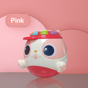 Tummy Time Toys Dog Roly Poly Baby Drum Toy Musical Tumbler Wobbler Montessori Sensory Toys for Newborns Boys Girls