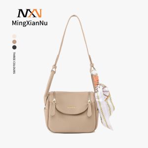Mingxiannu Sling Bag For Woman High-End Leather Korean Fashion Adjustable Handbag Shoulder Bag