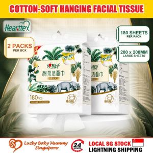 【2Packs/Box】心相印Hearttex Cotton Soft Hanging Facial Tissue Towel 180 Sheets 200x200mm Large Soft Bathroom Paper