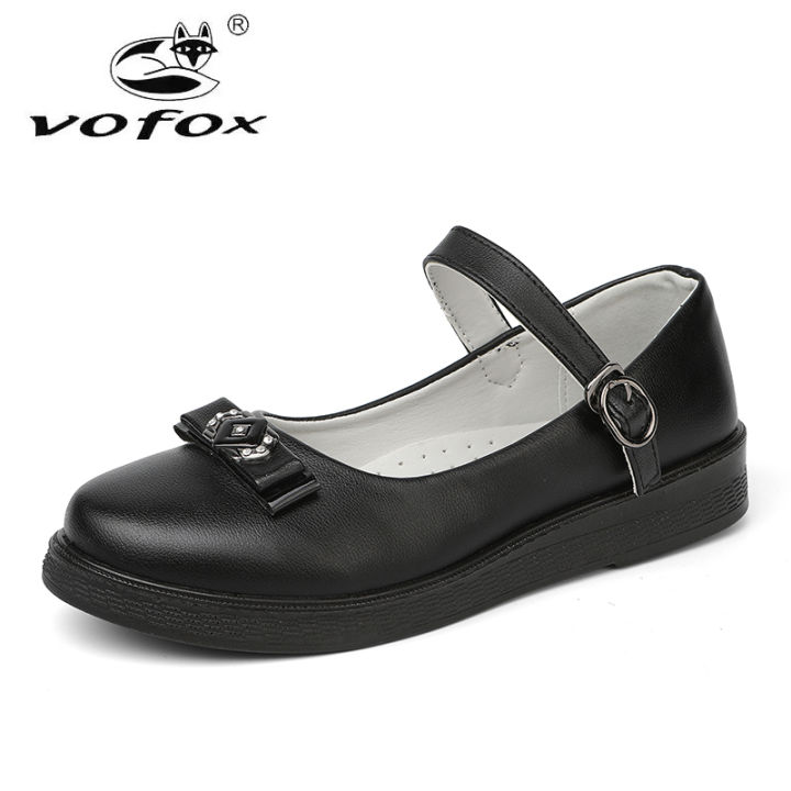 VOFOX Black Shoes For Kids Leather Korean Style School Shoes
