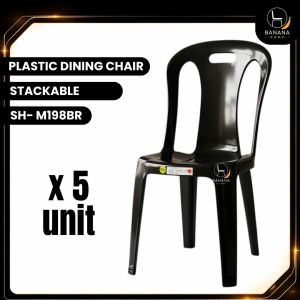 PLASTIC DINING CHAIR 5PCS SH-M198BR | KERUSI PLASTIK HITAM INDOOR OUTDOOR (BLACK)