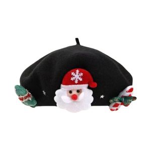 JAYQQ Màu đỏ xanh Mũ Beret Giáng Sinh Chất liệu len nỉ Vải mềm mại ấm áp Mũ Beret mùa đông Dễ thương Chất lượng cao Mũ Beret Len Dành cho Nữ Giới và Thiếu Nữ
