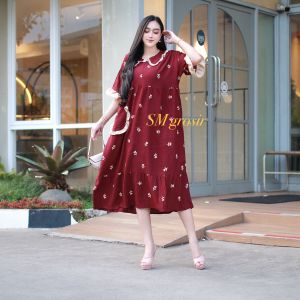 Daster dinda jumbo bahan rayon tebal resleting depan saku depan nyaman di pakai sehari-hari