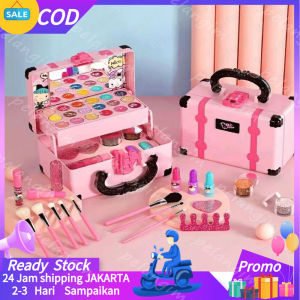 32 Pcs Make Up Tas Kosmetik Anak Kasus Kosmetik Peralatan Kecantikan Tidak Beracun Kotak Make Up untuk Gadis Ulang Tahun Hadiah Set Riasan Mainan Anak Perempuan Lipstick Eye Shadow Makeup