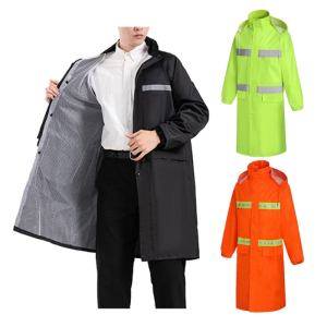 Waterproof Rain Jacket Hooded High Visibility Long Rain Construction Jacket Reflective Rain Jacket Rain Coat Rain Gear