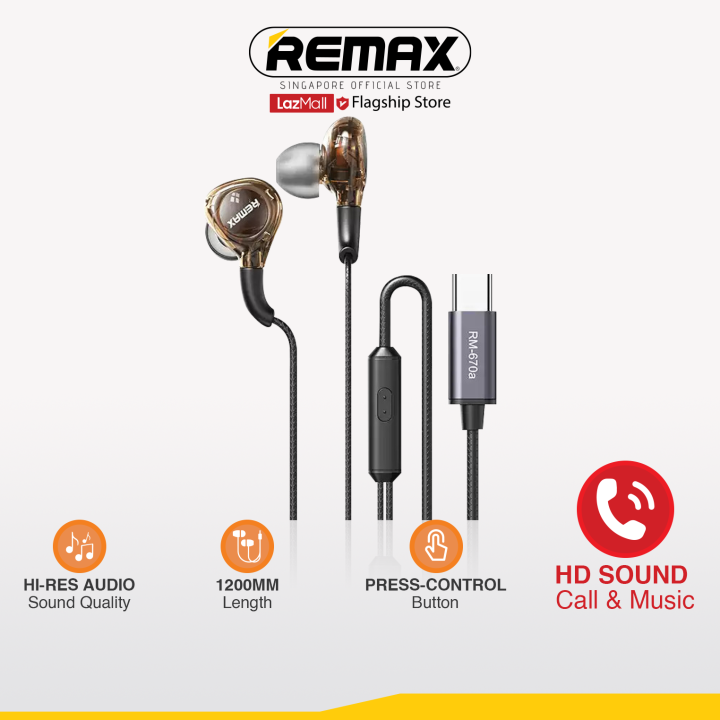 [Remax Audio] RM-670a Type C 3.5mm Wired Earphone with HD Stereo Sound ...