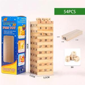 poptoys🎯 เกมตึกถล่ม บล็อกไม้ 54 ชิ้น + ลูกเต๋า | ของเล่นเสริมพัฒนาการ ฝึกสมาธิ | เล่นสนุกทุกวัย 👪 ของเล่นไม้คุณภาพ งานไม้ละเอีย