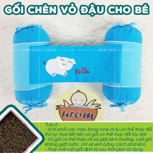 [HỎA TỐC 4H] Gối chèn vỏ đậu đỗ xanh cho bé sơ sinh và trẻ nhỏ vỏ Cotton Cara họa tiết may thêu dễ thương Urombaby