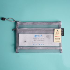 LANCE A6 Transparent Nylon Pencil Case Pen Box Office Document Cosmetic Storage Bag Double Mesh Pencil Bag File Folder School Stationery Supplies