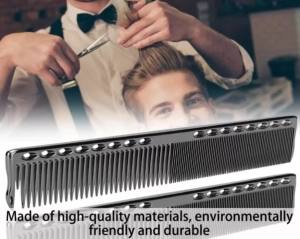 2PCS Stainless Steel Hair Cutting Comb Professional Stainless Steel Barber Hair Separator Highlights Silver Comb for Hair Styling Salon 20x2.8cm/7.9x1.1in(Black)