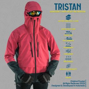 JAKET GUNUNG GORPCORE WATEPROOF RIR OUTDOOR TRISTAN GORE-TEX 3 LAYER TECHNOLOGY JAKET GORE CORP GORECORP ANTI AIR BREATHABLE