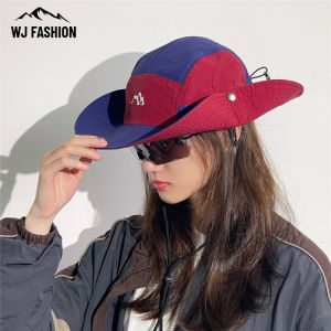 【WJ】Color Blocked Denim Fisherman Hat Outdoor Quick Drying Sun Hat Summer Sunscreen Mountaineering Camping Fishing Hat