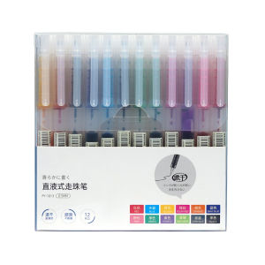 12Pcs/Box Straight Liquid Gel Pens Pastel 0.5mm Quick Dry School Office Writing Porous-Point Rollerball Pens Exam Supplies Stationery