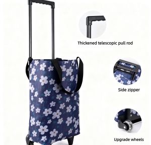 SG RumahHome® Foldable Waterproof Shopping Trolley Bag 20kg Lightweight Wheeled Grocery Cart for Market & Supermarket Trolley With Wheel