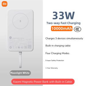【3C Certification】Xiaomi 33W Magnetic Power Bank 10000 (Integrated Cable) | 10000 mAh Capacity | Dual Charging Modes | Suitable for air travel