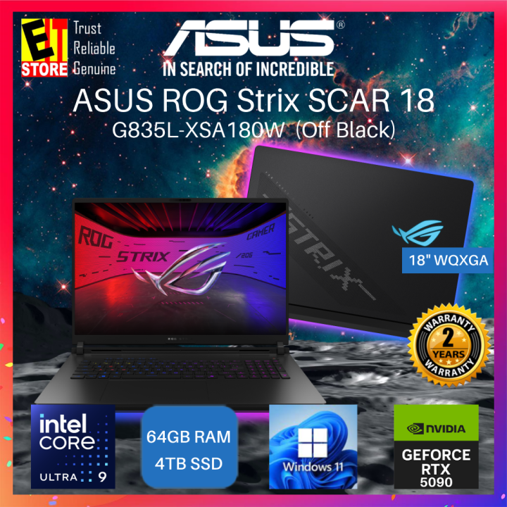 ASUS ROG STRIX SCAR 18 G835L-XSA180W (Intel Core Ultra 9 275HX/64GB/4TB SSD/RTX5090 24GB/18" WQXGA/W11/2Y) Gaming Laptop