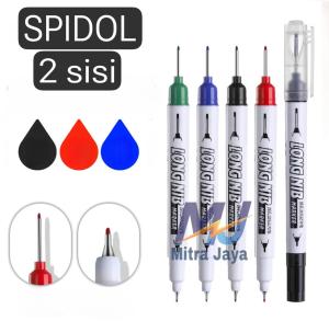 3pcs Spidol Tukang 2 Sisi Spidol Kepala 2 Spidol Permanen Panjang Long Nib Tip Marker Pulpen Tulisan Serbaguna Spidol Bangunan Spidol
