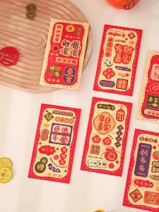 6pcs New Cartoon Horse Year Money Bags 2026 CNY Angpao Creative Chinese New Year Red Packets Envolopes New Year Good Luck and Prosperity God of Wealth Red Envelope Bag -&&*