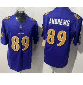 Áo đấu bóng bầu dục NFL thế hệ 3 đội Ravens áo thun tay ngắn NFL kiểu Mỹ thêu hàng có sẵn.