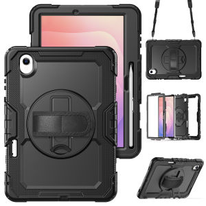for Galaxy Tab S11 Case : Military Grade Shockproof Case with Built-in Screen ProtectorHand/Shoulder Strap-S Pen Holder-Rotating Kickstand for Samsung Tab S11 Case 11 Inch 5G 2025 Model (SM-X730/X736B)