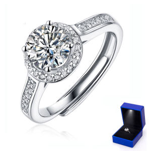 (รับประกันของแท้ 100%)แหวนหนึ่งกะรัตหญิงคู่แหวน แหวนเพชรแท้ S925 เงินคู่แหวนทอง 18K แฟนของขวัญวันเกิดแหวน