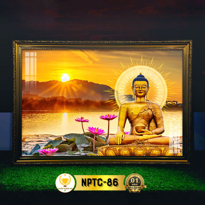 Tranh Thờ Phật Thích Ca Có Đèn CHÂN THIỆN MỸ, Trang Trí Bàn Thờ Treo ...