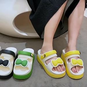 [Free Shipping] 2026 New Model Womens Summer Outdoor Sandals Thick-Soled Bowknot Beach Shoes Dual-Wear Sandals and Slippers for Women