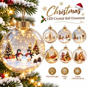 MUSASI Chất liệu acrylic.  trang trí Giáng sinh có đèn Kích thước 10CM Đồ trang trí Giáng sinh treo. Bền bỉ Thiết kế trong suốt.  dây chuyền hình ông già Noel Cây thông Noel