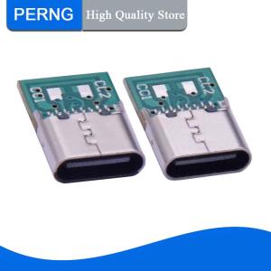 [PERNG] Tehe Type-C Jack Connector 16Pin Female Socket Receptacle USB-C Adapter To Solder 6 Solder Joints