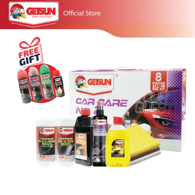 GETSUN Car Care No.2 All in 1 Kit – Car Wash Cleaning & Detailing Maintenance Set for Interior & Exterior