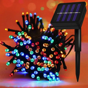 10M 100LED Multicolor Solar Light String Outdoor Waterproof Light Black Wire Christmas Light Solar Christmas Tree Party Garden Decoration Light