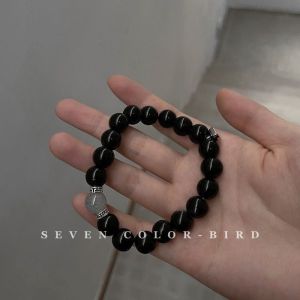 Nicedays🍒Pasangan Gelang Magnetik Gelang Obsidian Retro Gelang Obsidian Retro Di Ceruk Gelang Sahabat Sederhana