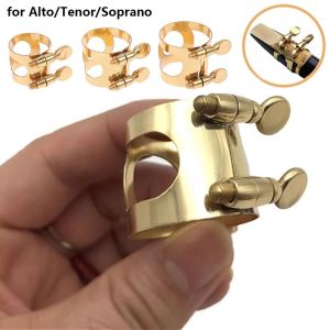 LUXURYLYN 1Pcs Brass Saxophone Mouthpiece Clip with Adjustable Screw Alto/Tenor/Soprano Fastener Cap Snap Ring Ligature Climp For Alto/Sub Alto/Treble Sax Saxophone