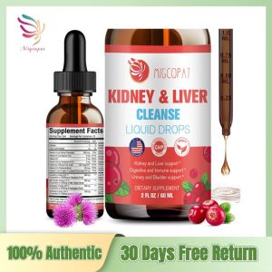 Kidney and Liver Cleanse Detox & Repair Drops Cranberry and Milk Thistle Supplement with Artichoke Astragalus Horsetail – Natural Herbal for Liver Kidney Urinary Tract Bladder 60ml
