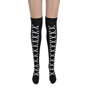 Halloween Print Stockings Skull Skeleton Printed Over Knee Bottoming Socks Adult Costume Party Cosplay Accessories