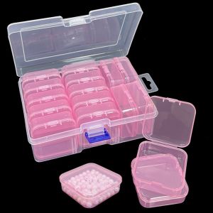 NEEUJ 14pcs/set với các ngăn phân loại Bộ hộp đựng đồ bằng nhựa trong suốt Đa chức năng Chống bụi 14 hộp đựng đồ đa năng Di động Bền bỉ Hộp đựng đồ trang sức Dành cho Trang sức Hạt cườm Phụ kiện DIY