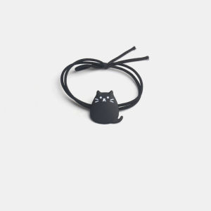 clu Simple Hair Tie Black Cat Hair Rope Cute Rubber Band Head Rope Ins Totoro Hair Ring Girl Korean Style Hair Accessories ulc