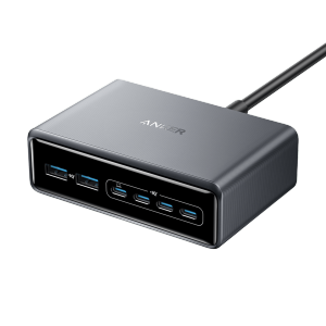 Anker Prime Charger 200W 6-Port GaN Charging Station USB-C PD Fast Charging Desktop Charger Compatible with iPhone Samsung MacBook Dell and More