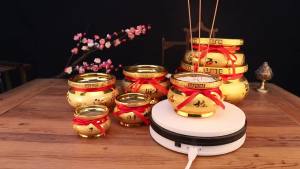 SXH  Ceramic Alluvial Gold Incense Burner Home Worship Guanyin God of Wealth Incense Burner Large Heart Sutra Incense Burner