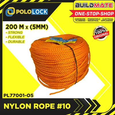 BUILDMATE Pololock 5MM x 200M Nylon Rope for Binding Woods & Trees Braided Monofilament Twist Lubid #10
