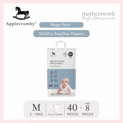 Applecrumby Slimdry Easyday Chlorine-Free Mini & Mega Baby Diapers - Tape S / M / L / XL / XXL